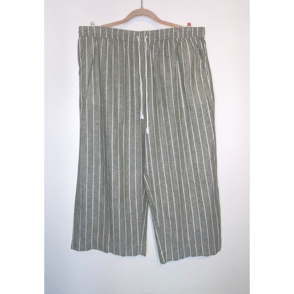 Beach Lunch Lounge Margot Linen Ankle Pants Womens SM Green Beach Resort Wear